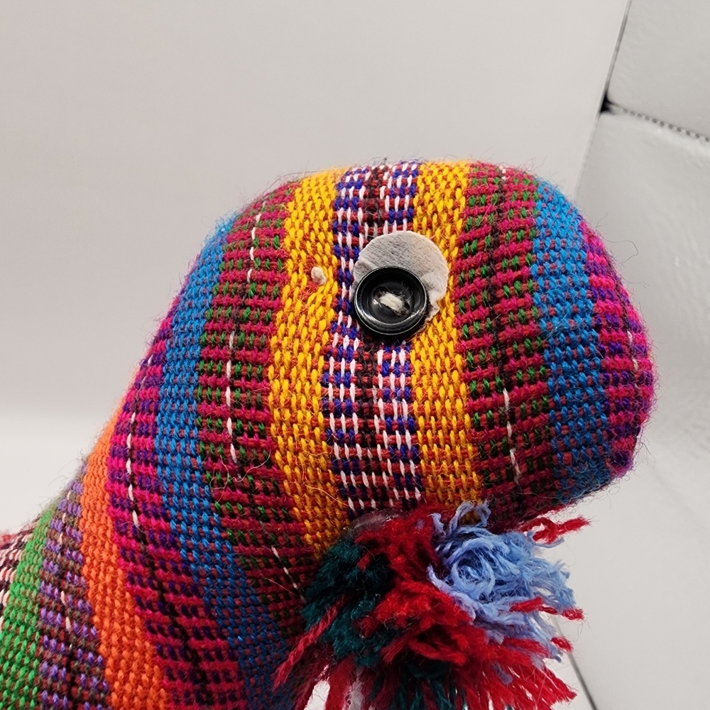 Guatemalan Textile Dinosaur Plush Fiesta Stripe 10" - Picture 5 of 6